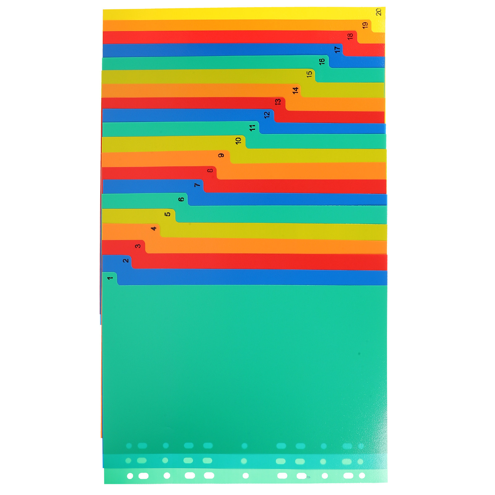 Index Tab Divider - 20 séparateurs de classeur colorés en