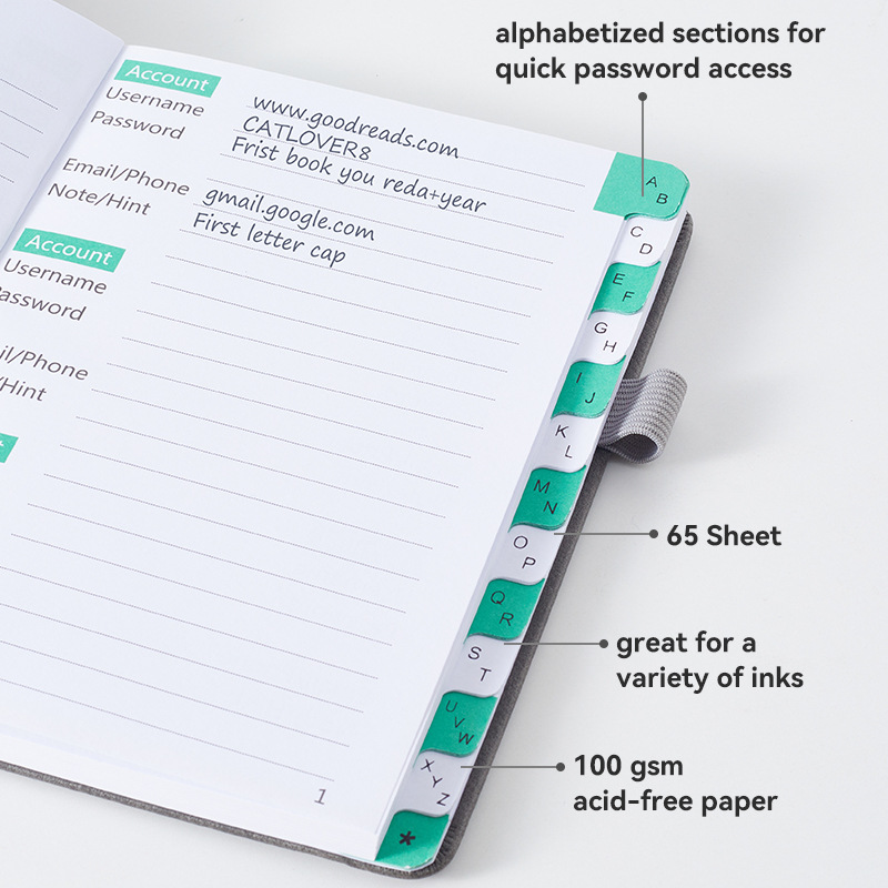Livre de mot de passe Compact  - Index Tab Divider avis et prix