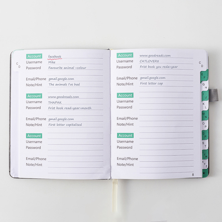 Livre de mot de passe Compact  - Index Tab Divider avis et prix